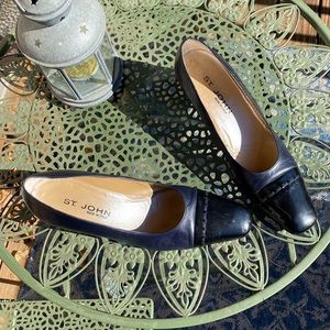 St John Navy Blue with Black Tip Pumps